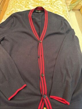 Banana Republic Navy Cardigan with Red Trim